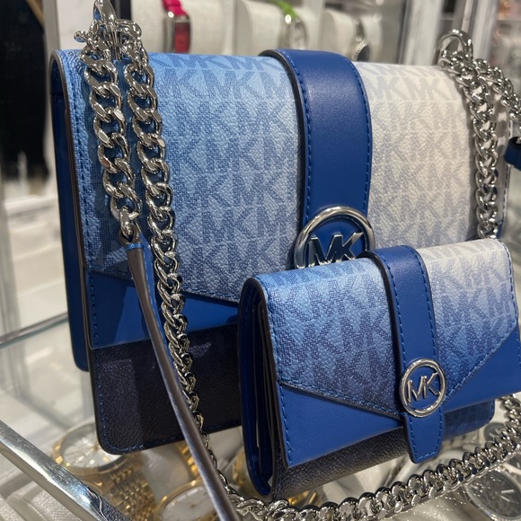 Michael Kors Greenwich Sm Color-Block Logo Flap Crossbody & Md Tri-Fold Wallet - Picture 2 of 16